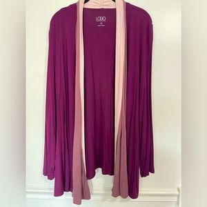 Burgundy drape front cardigan